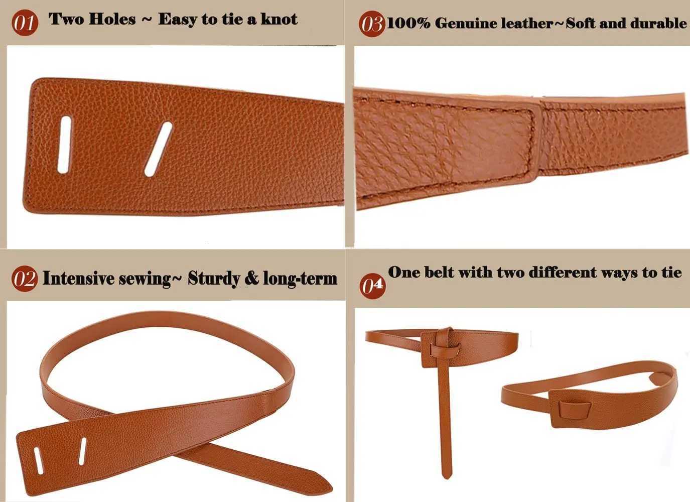 Leather Genuine Belts Belt Versatile - Vintage Knotted Design Ideal for Business Casual Chic Comfortable Average Size N260923