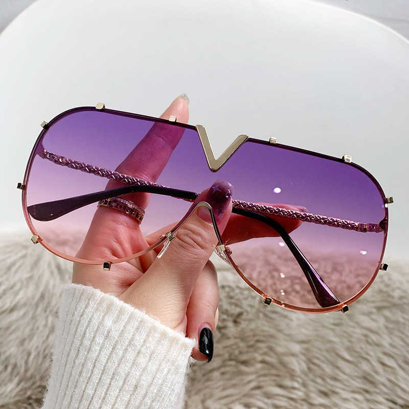 High-End Designer Sunglasses New European And American Style Large-Frame Sunglasses, Cross-Border Personalized UV Protection Sunglasses With Pearl-E