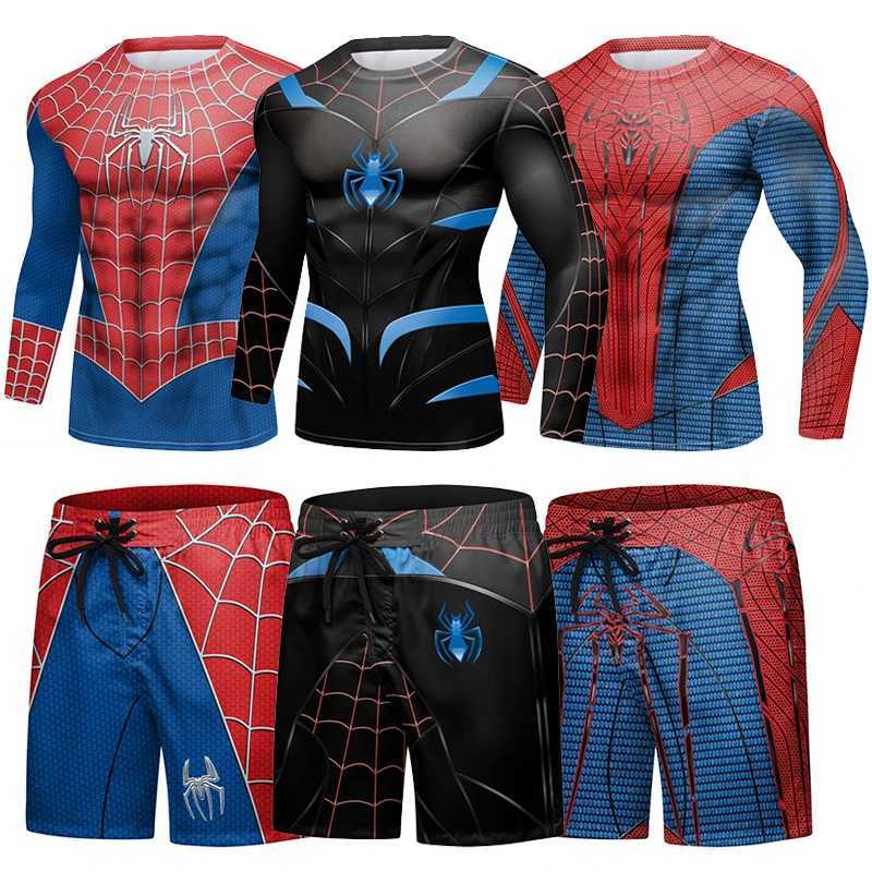 MMA Boxing Sets Compression Jerseys Men Bjj Rashguard Jiu Jitsu T Shirts Pant Muay Thai Shorts Kickboxing Fitness Gym Clothing T260924