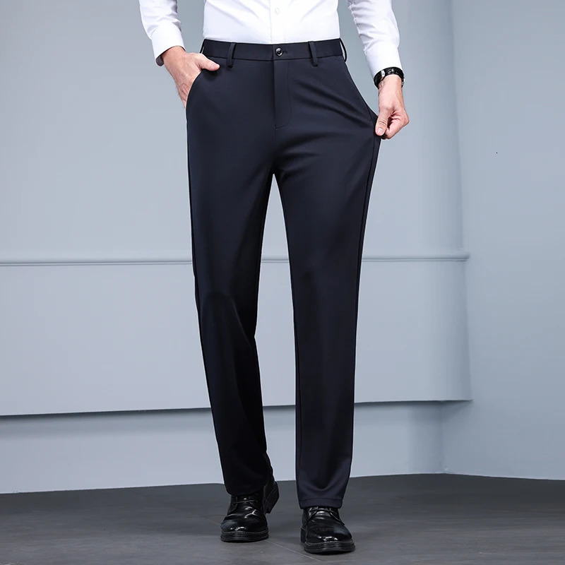29-42 Men's Summer Thin Fashion Business Casual Suit Pants Long Pants Men's Elastic Straight Sleeve Formal Pants Plus Size 28-40 260922