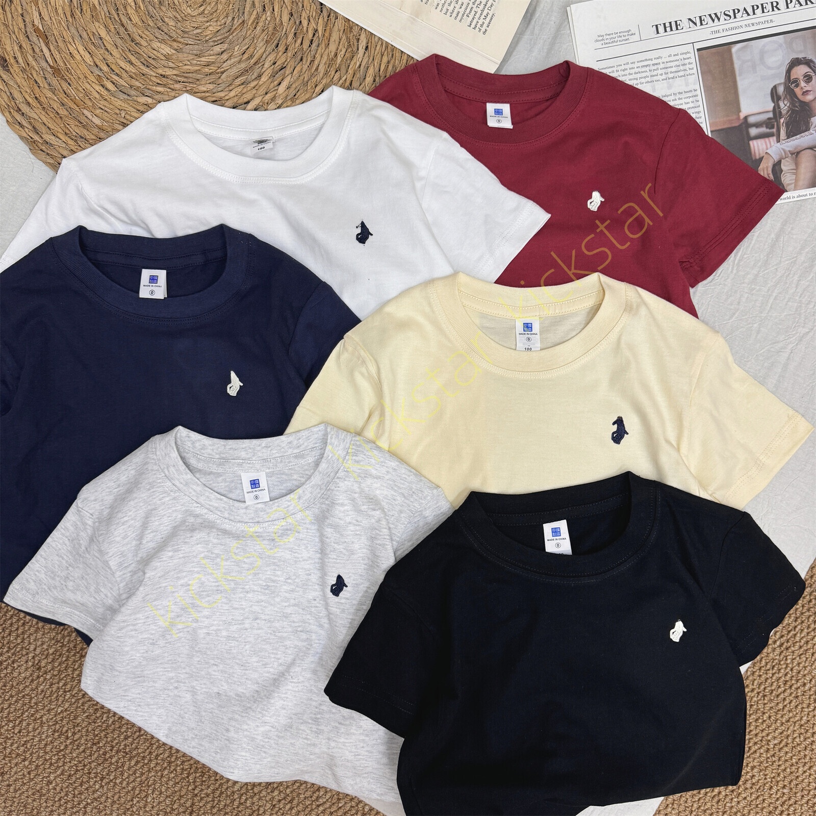 Designer Boys Girls Short Sleeve Cotton T-Shirt, Summer Loose Fit Kids Top with Small Horse Embroidery, Family Matching Mommy and Me Outfit 90-160