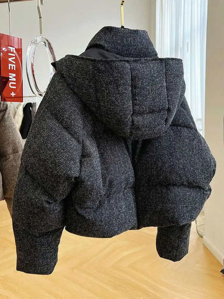 Winter Women's Short Hooded Cotton Jacket Korean Fashion Thickened Stand Collar Warm Coats Ladies Windproof Outerwear 260923