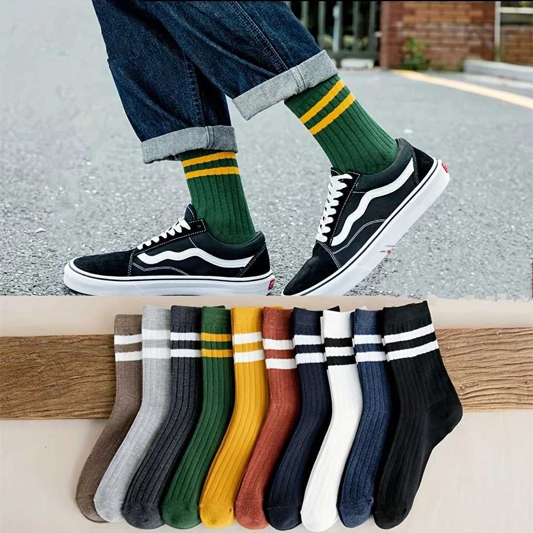 Sports Socks 5Pairs Men's Fall Winter SocksFun Vintage Design Cotton Athletic Crew Socks for Casual Sports Daily Wear Comfortable Breathable Q2
