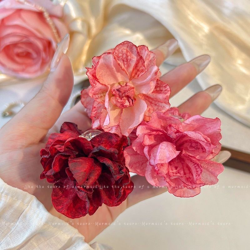 Head 2024 New Women's High-End Clip with Dried Rose Flower Design, Suitable for Bangs and Side Hair, Hair Accessory