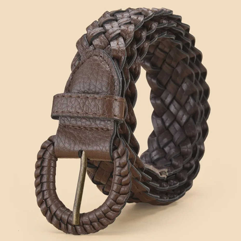 Braided Belts No-hole Vintage Pin Buckle Belt High Quality PU Belt Unisex Casual Jeans Belt Daily Commute All-match Waistband J260923