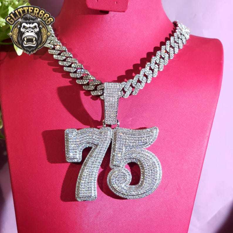 925 Sterling Silver 75 Pendant VVS Moissanite Diamond Iced Out Hip Hop Number Pendant For Men Women Luxury Custom Jewelry