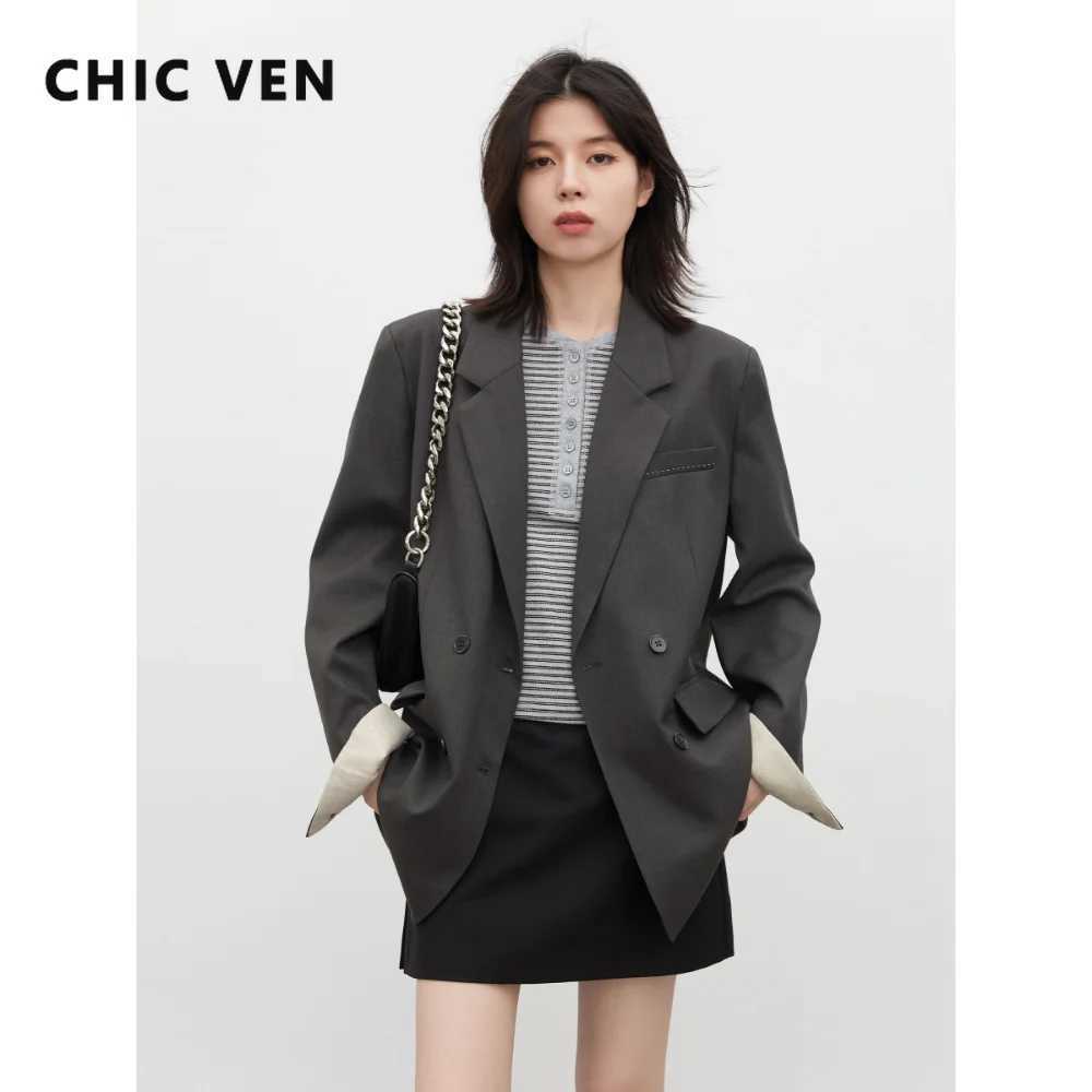 CHIC VEN New Women Blazers Coat Loose Casual Plus Size Office Ladies Suit Jacket Spring Autumn 2026 Female Overcoat Z260924