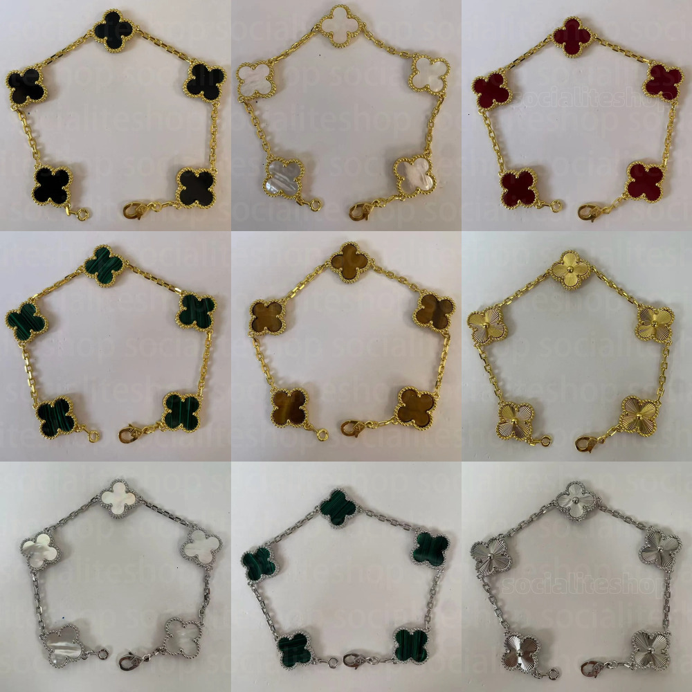 Vanlies Cleef Classic Lucky Four Leaf Clover Bracelet Designer Brand Bracelet 18K Gold Vanlyness Cleefjewelry Luxury Ladies' Bracelet Mother Of