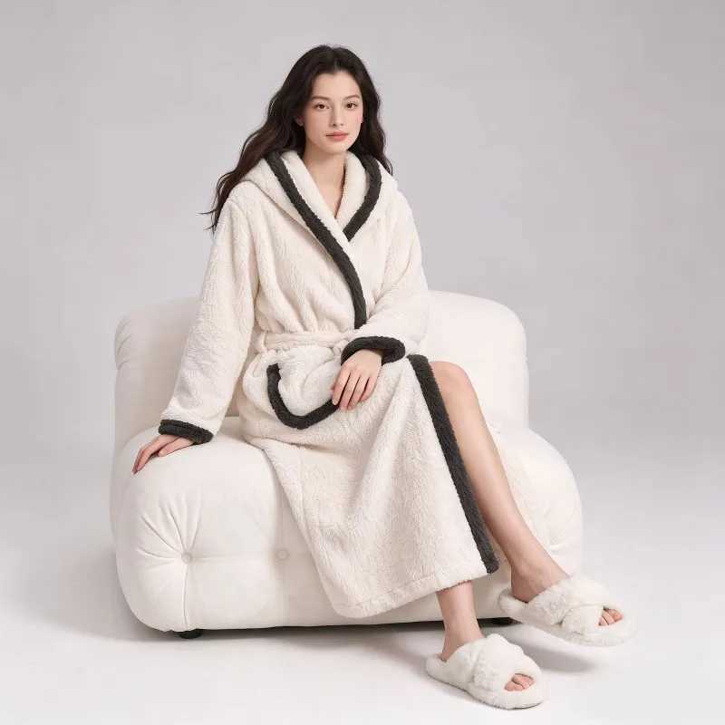 Lounge Donna Sonno Autunno Inverno Addensato Velluto Corallo Lungo Accappatoio Morbido e Accogliente Pigiama Camicia da Notte Maxi Accappatoio per D