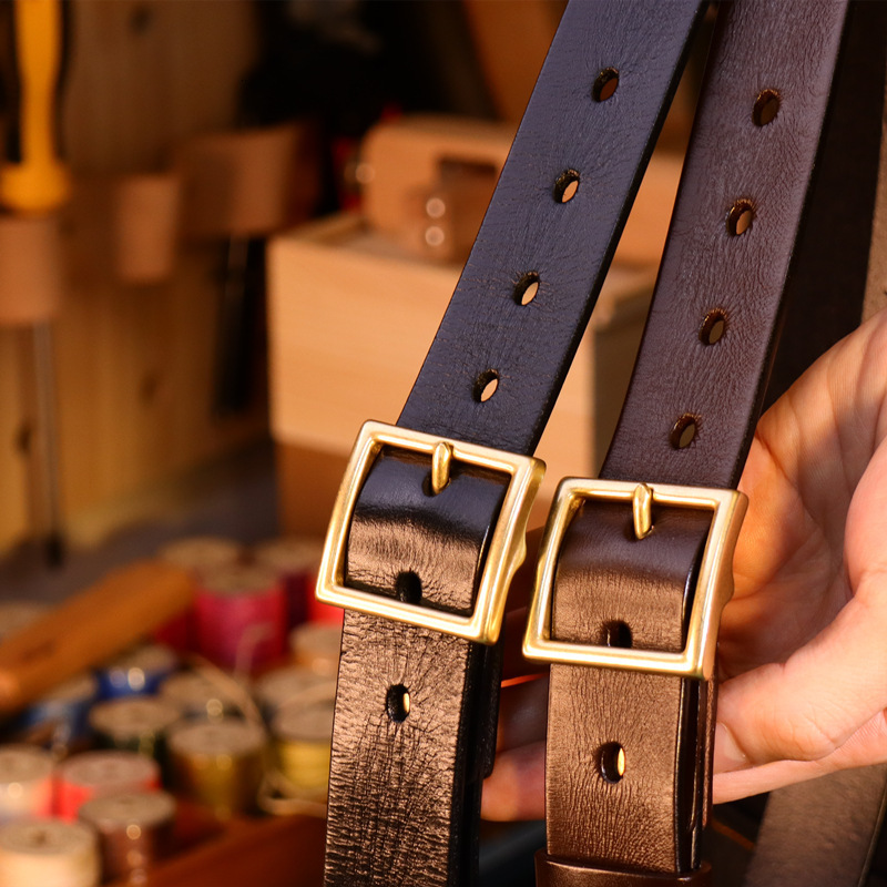 New 3.6CM pure brass buckle, vintage genuine leather belt, unisex, versatile, made with top-grain oiled wax leather, men's belt