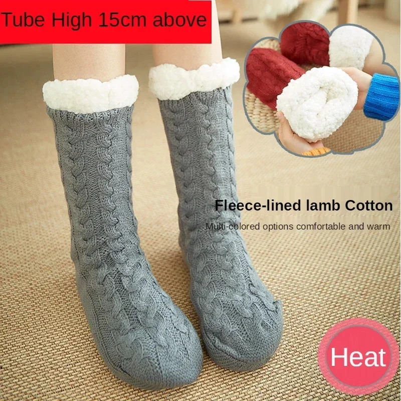 Womens Fuzzy Thermal Sock Plush Grip Hemp Winter Soft Female Home Indoor Warm Bedroom Non slip fluffy Thick Slipper Floor Sock 260924