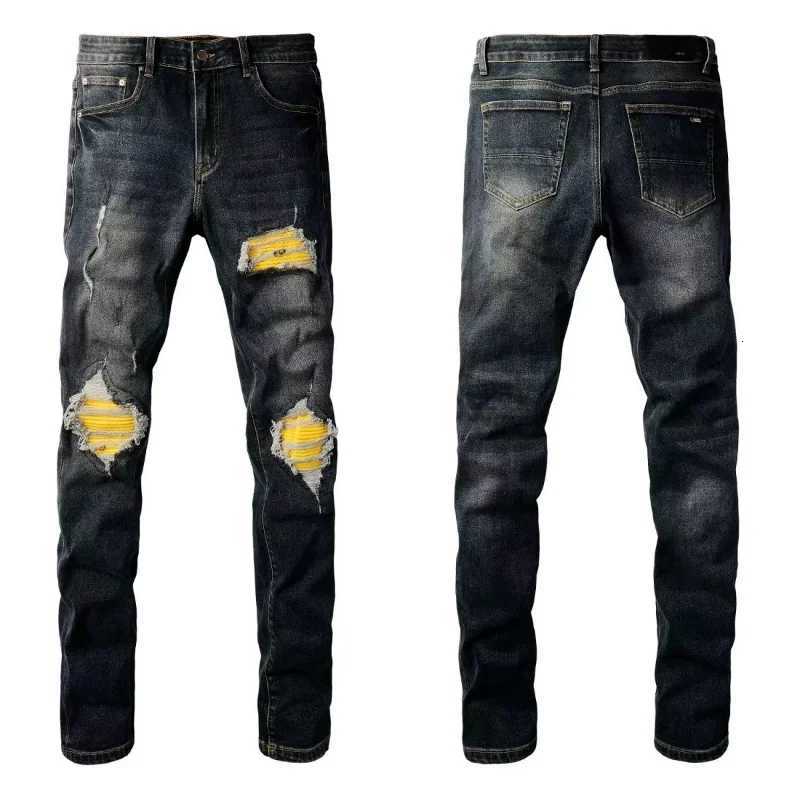 Men's Jeans New Men Ripped Denim Trousers Fashion Casual Jeans Straight Pencil Pants Vintage Dark Blue Color Male Dropship H260924