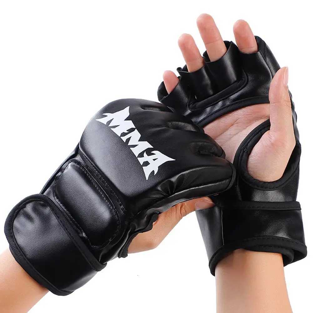 Protective Gear Half Finger Boxing Gloves PU Leather Fighting Kick Gloves Sanda Training Taekwondo Boxing Sandbag Adult Fight Gloves Q260923
