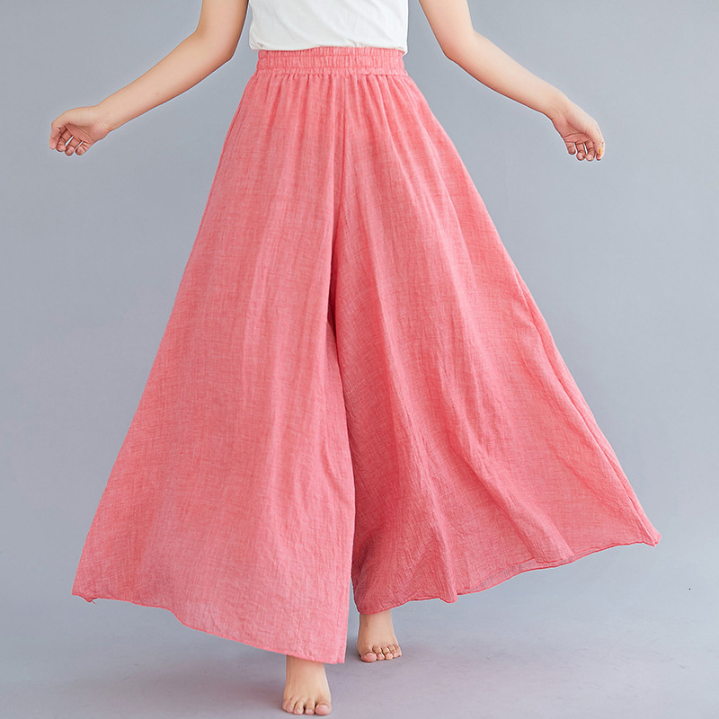 Johnature Ankle-length Pant Casual Loose Elastic Waist Multiple Color Wide Leg 2026 New Clothes National Style Women Pants