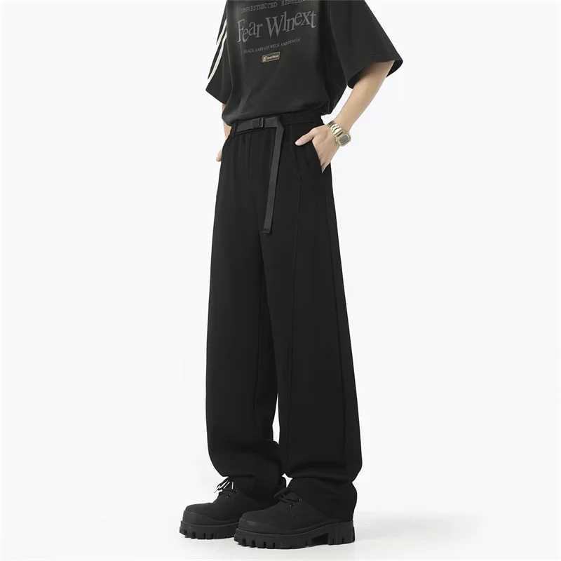 Men's Pants Spring Men's American High Street Straight Leg Pants Casual Baggy Draped Sweatpants 2025 New Y2K Patchwork Breathable Trousers