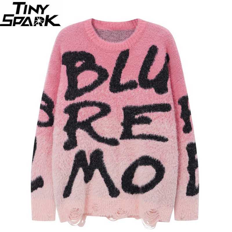 2025 Men's Sweaters Men Streetwear Gradient Sweater Graphic Big Letters Knitted Sweater Hip Hop Pullover Cotton Harajuku Sweater Soft Y2K Dope