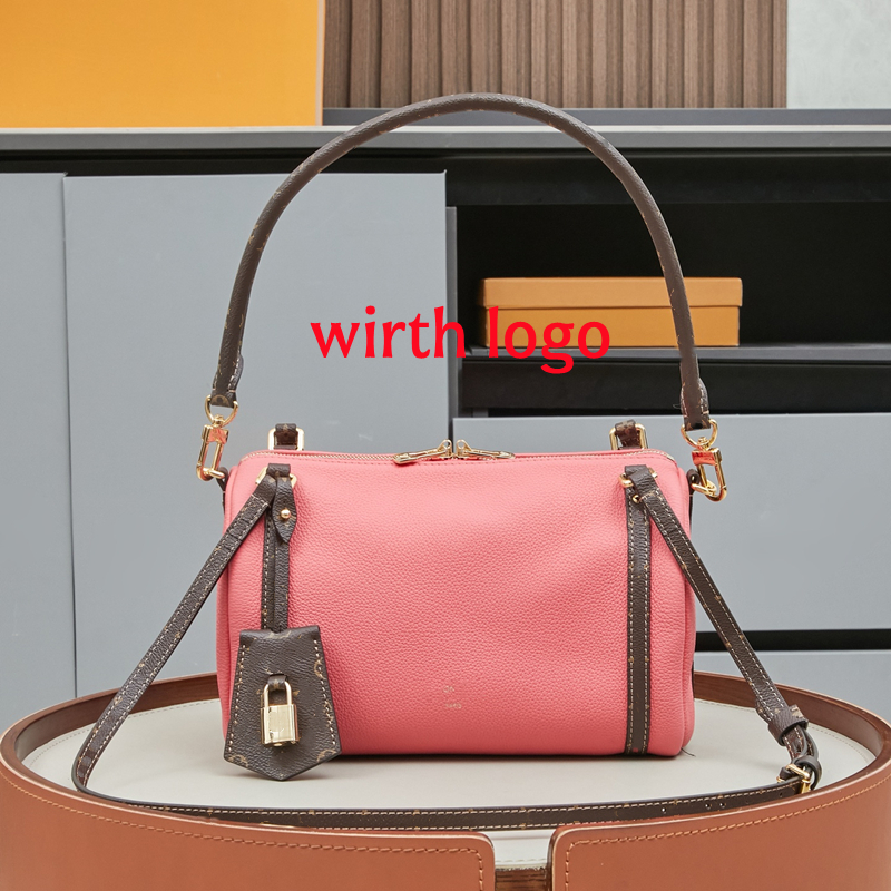 Hot women Express PM M29092 Atomic Pink Monogram Calfskin leather Double zipper closure keybell padlock compact design shoulder strap Gold-toned har