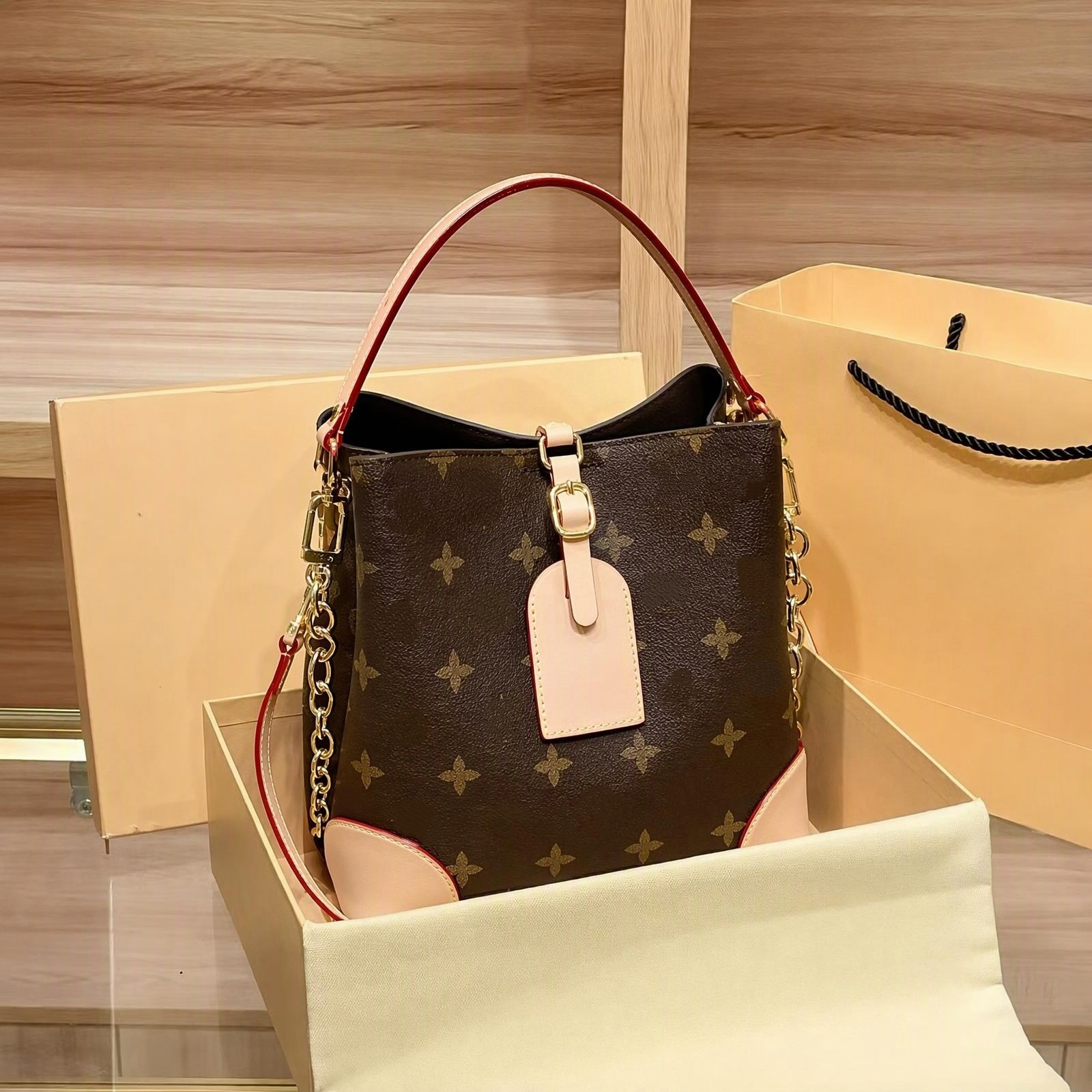 2026 New Women Embossed Cowhide Mahjong Bag Fashion Underarm Shoulder Bag Metal Chain Single Shoulder Crossbody Purse Classic Versatile Ladies Handb