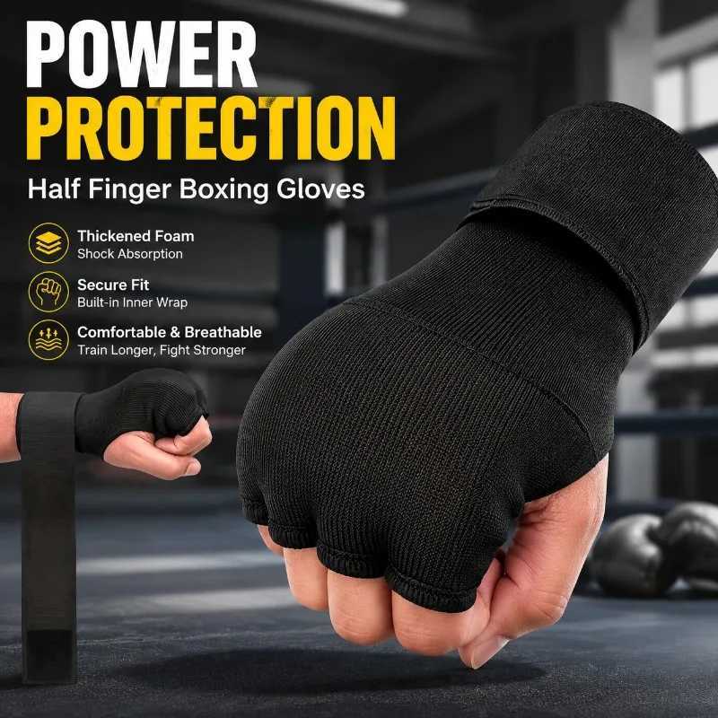 Protective Gear Half Finger Boxing Gloves Thickened Foam Padding for MMA Muay Thai Training Gym Sanda Fighting Inner Hand Wraps Q260923