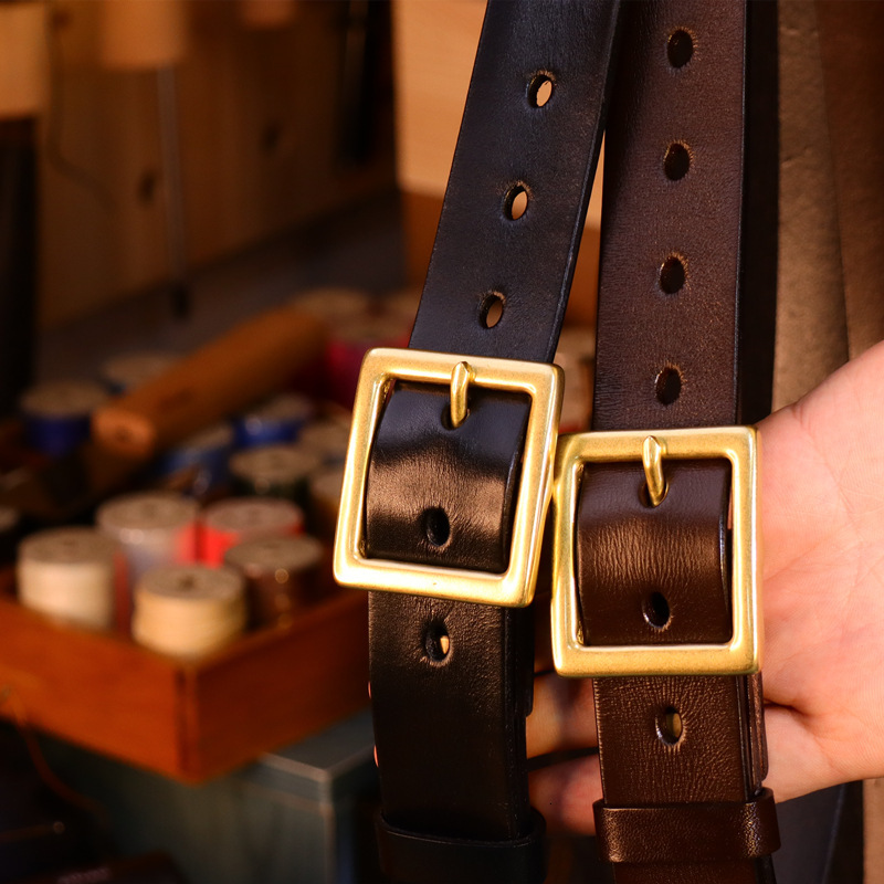 New 3.6CM pure brass buckle, vintage genuine belt, trendy and versatile, casual style, top-grain waxed leather men's belt