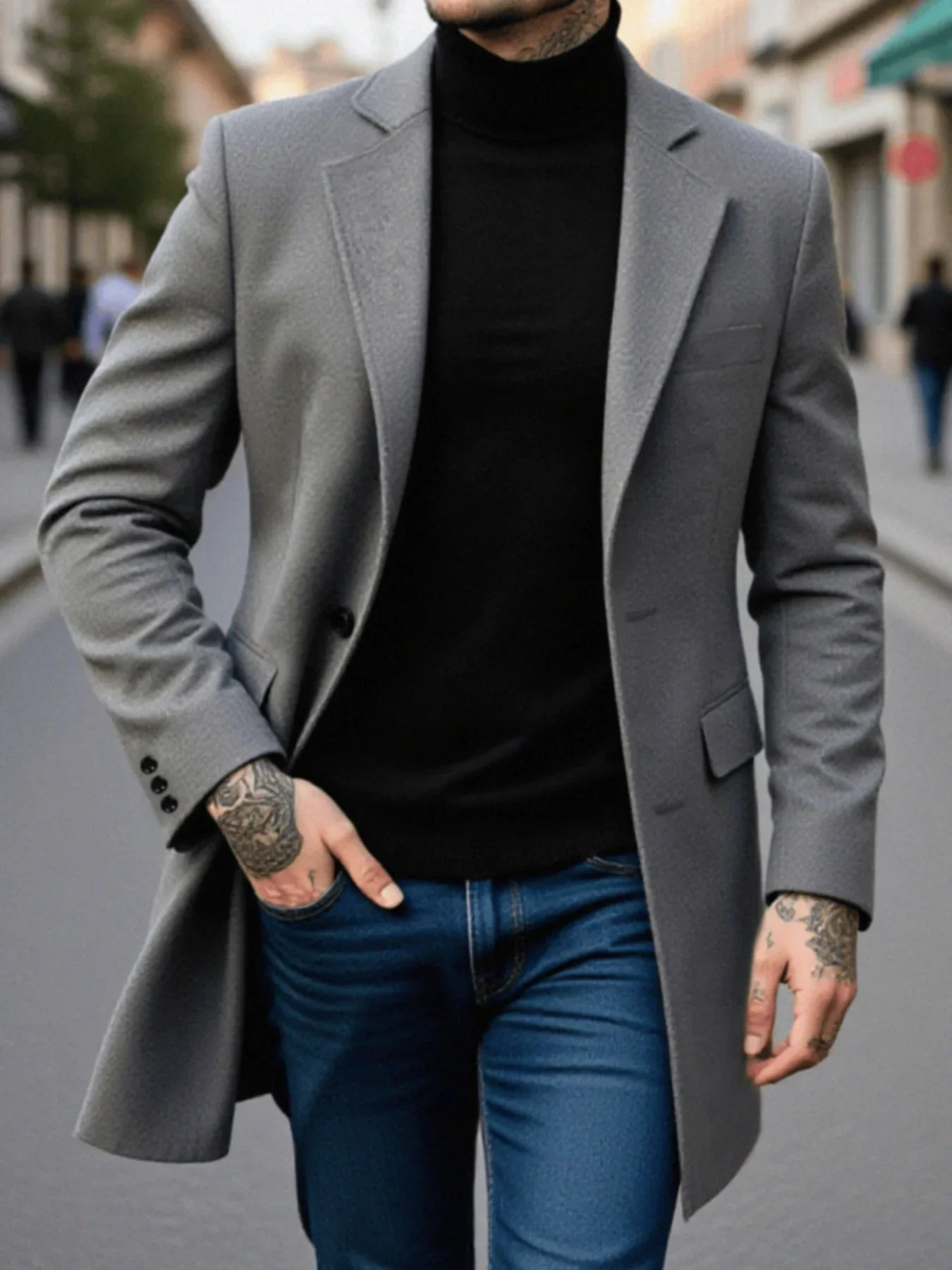 Men's Fashion Thickened Woolen Coat For Winter Single-Breasted n With Premium Warm Jacket Trendy Style Sophistication 260920