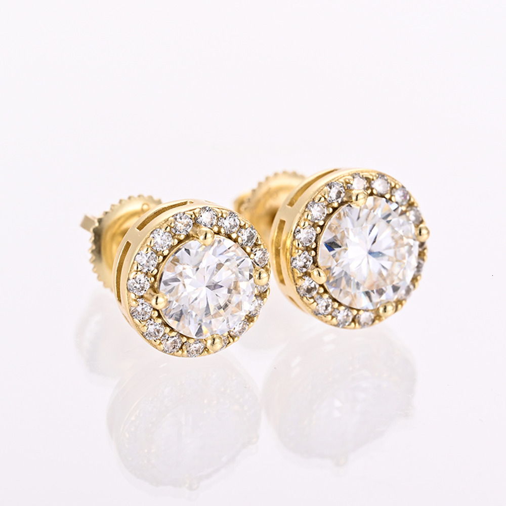 4mm-7.5mm Pass Diamond Tester 925 Sterling Silver Round Halo Moissanite Stud Earrings GRA Certified Screw Back Unisex Earrings