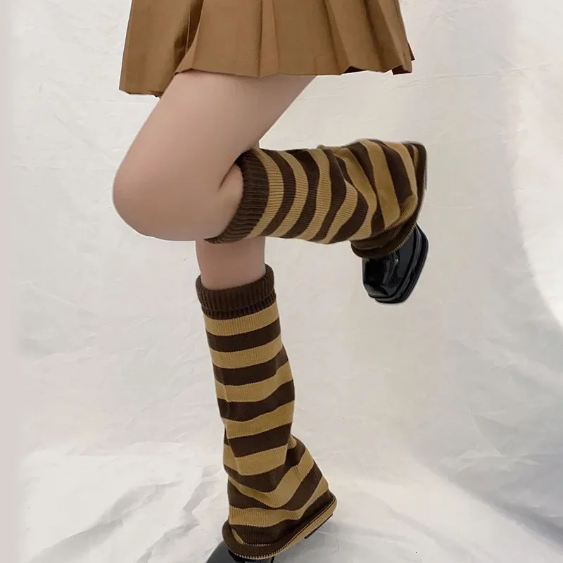 Gothic Womens Striped Leg Warmers Lolita Long Socks Knitted Leggings Japanese Sweets Winter girl Socks Kawaii Arm Ankle Warmers 260924
