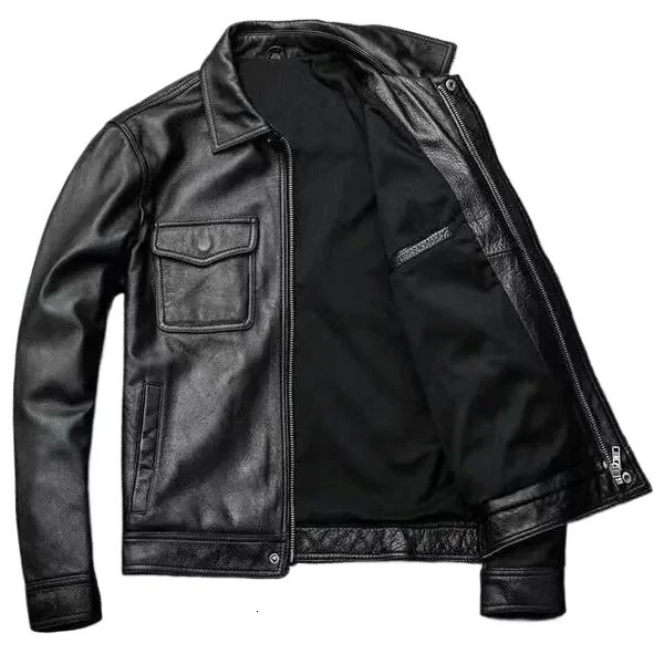 Mens Genuine Leather Jacket High End Motorcycle Biker Coat Autumn Winter Lapel Style Riding Suit Fashion Outerw 260910