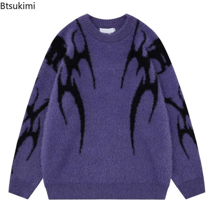 Sweaters Men's Men's Round Neck Seahorse Wool Knitted Sweater Autumn Winter Fashion Casual Loose Pullover Hip Hop Streetwear Y2K Pullover