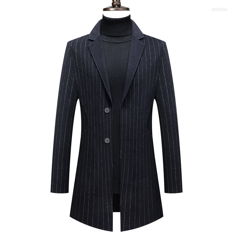 Double-Sided Wool Coat Trendy Brand High-Quality Fashional Cool Casual Design Vertical Striped Men's Fashionab