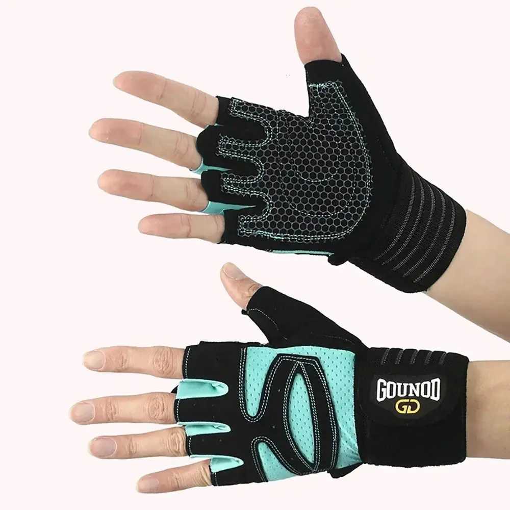 Gear 1Pair Half Finger Protective Weight Lifting Glove Breathable Anti-Slip Weightlifting Gloves Bodybuilding Powerlifting Wristband Support N260923