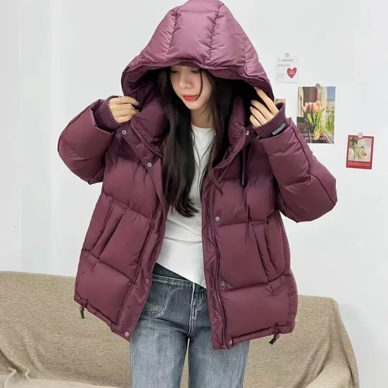 Ladies Down Cotton Jacket Hooded Medium To Long Women's Winter Parka Coat Comfortable Korean Version Female Outerwear 260923