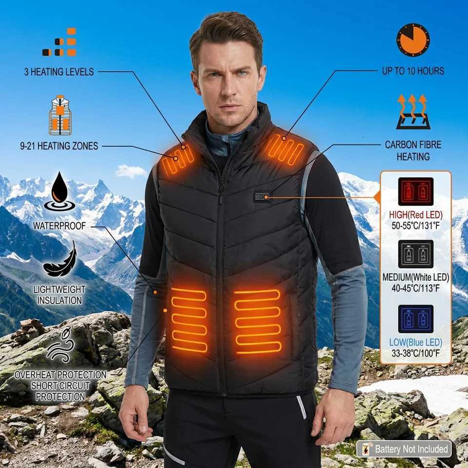 Jackets Hoodies 13 Zones Outdoor Heated Vest Men Women Usb Heated Jacket Thermal Hunting Vest Winter Heating Jacket Chauffante Heating Veste EU Size