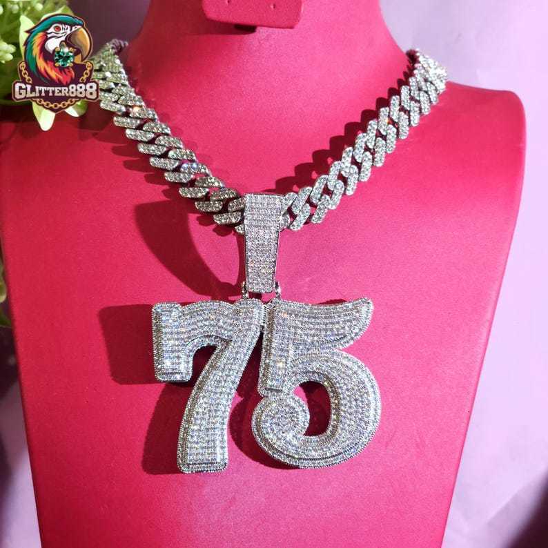925 Sterling Silver 75 Pendant VVS Moissanite Diamond Iced Out Hip Hop Number Pendant For Men Women Luxury Custom Jewelry
