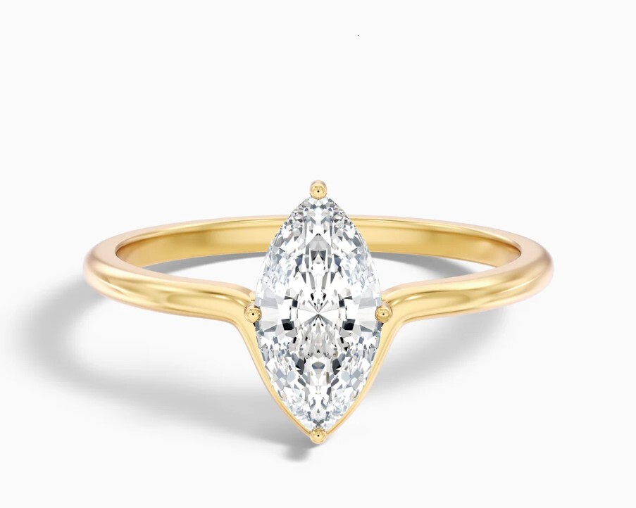 Marquise Cut Moissanite Ring 925 Sterling Silver Gold Plated Luxury Classic Prong Set Certified Solitaire Engagement Wedding