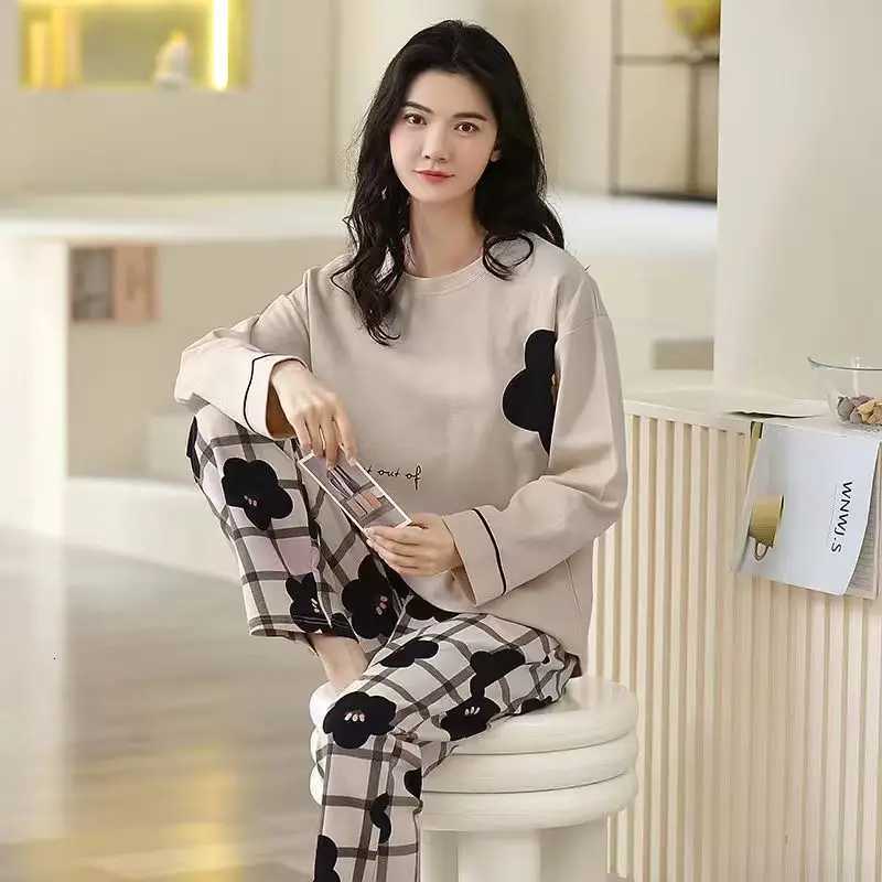 Women's Sleep Lounge Spring/Autumn New Arrival Women's Plus Size Loose-Fit Long-Sleeved Pyjama Set with Trousers Relaxed-Fit Casual Sleepw
