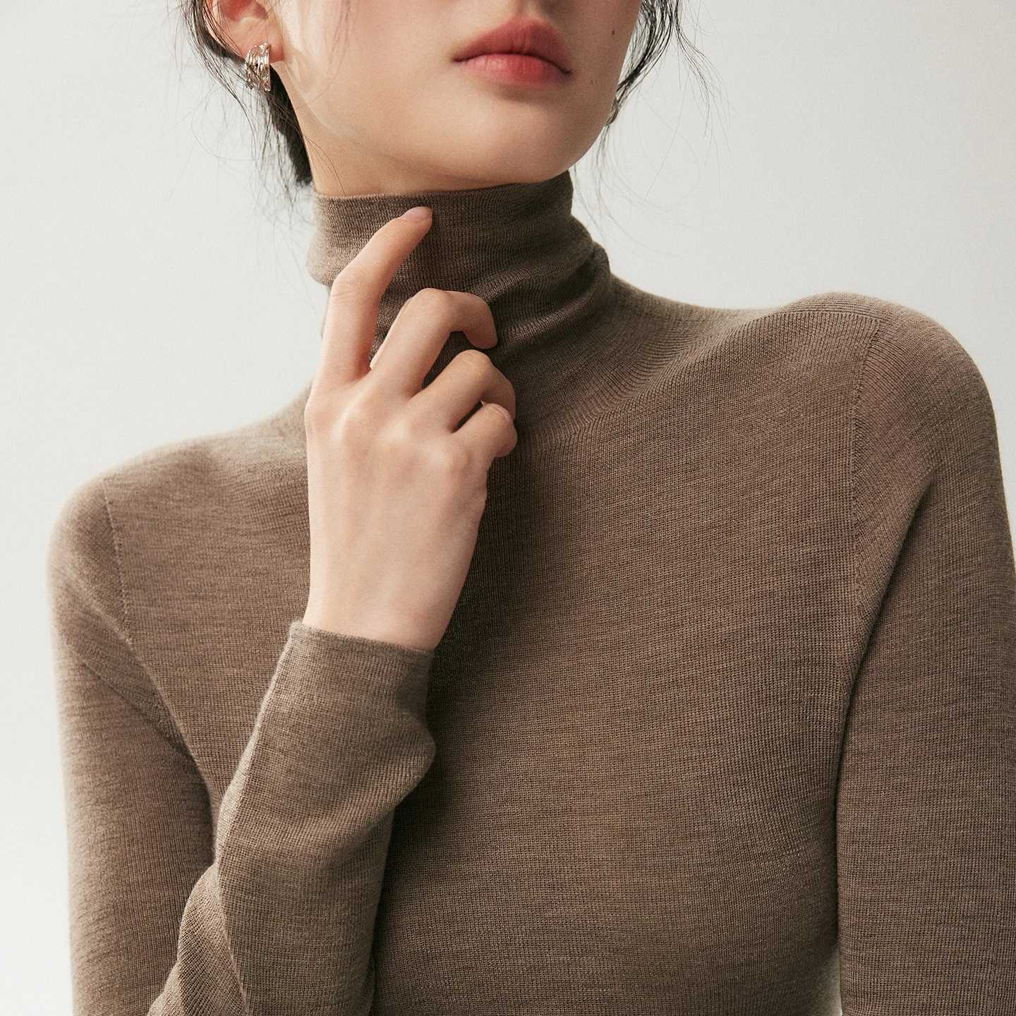 Women's Sweaters ADDONEE Women 100% Worsted Wool Turtleneck Pullover Sweater Autumn Winter Basic Long Sleeve Wool Knitwear Soft Warm Clothes H2