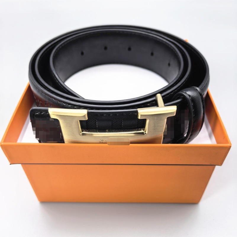 Luxury Designer Belt - Genuine Leather Business Belt for Men and Women, Gold & Silver Glossy Buckle, 4.0cm Width