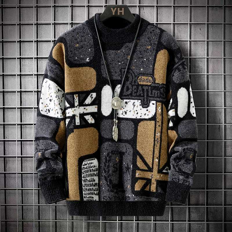 Sweaters Men's Men's fashion pullovers 2025 men winter Sweaters mens warm sweater O-neck custom pattern men sweaters autumn men size M-3XL