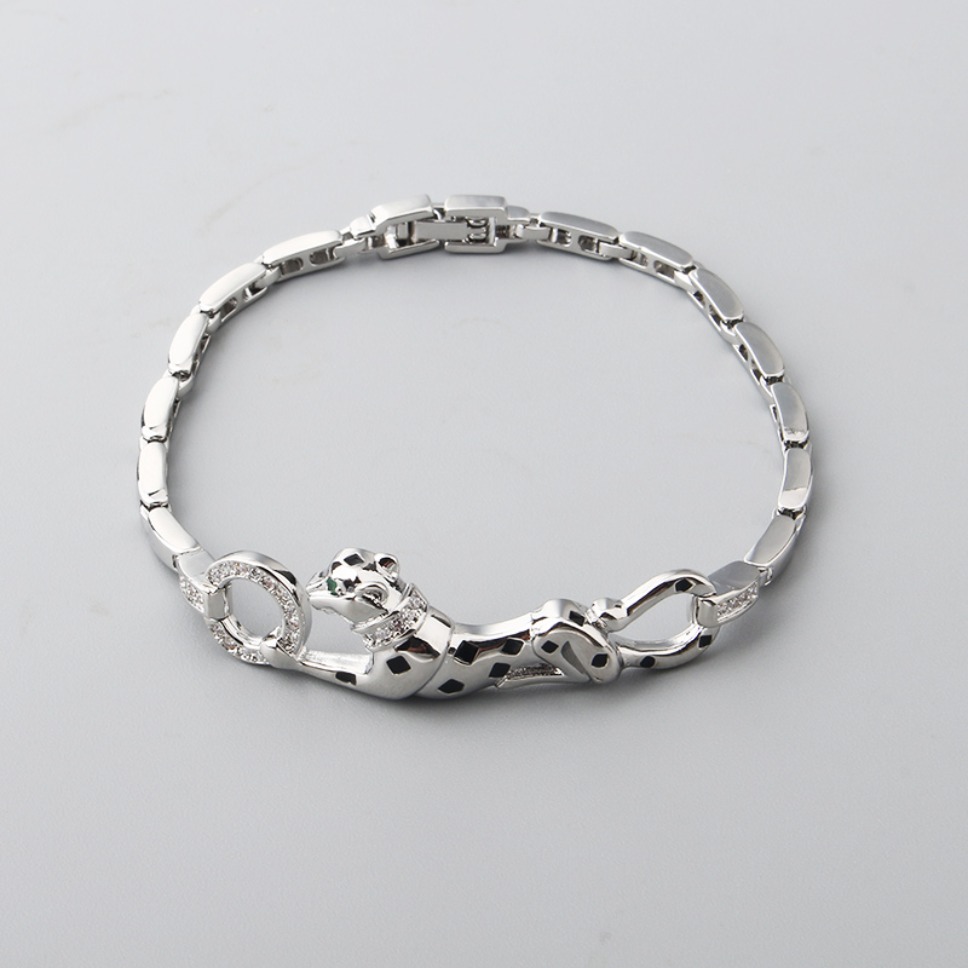 Designer Leopard Bracelet Women Gold Plated Panther Animal Crystal Black Spot Link Chains Luxury Jewelry Birthday Gifts for Her