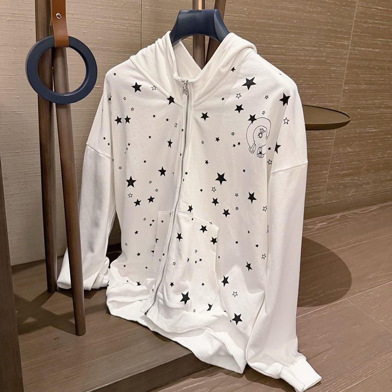Brand Printed Hooded Sweatshirt Women Loose Zipper Jacket Hoodie Coat Luxury Street Trendy Sports Jackets