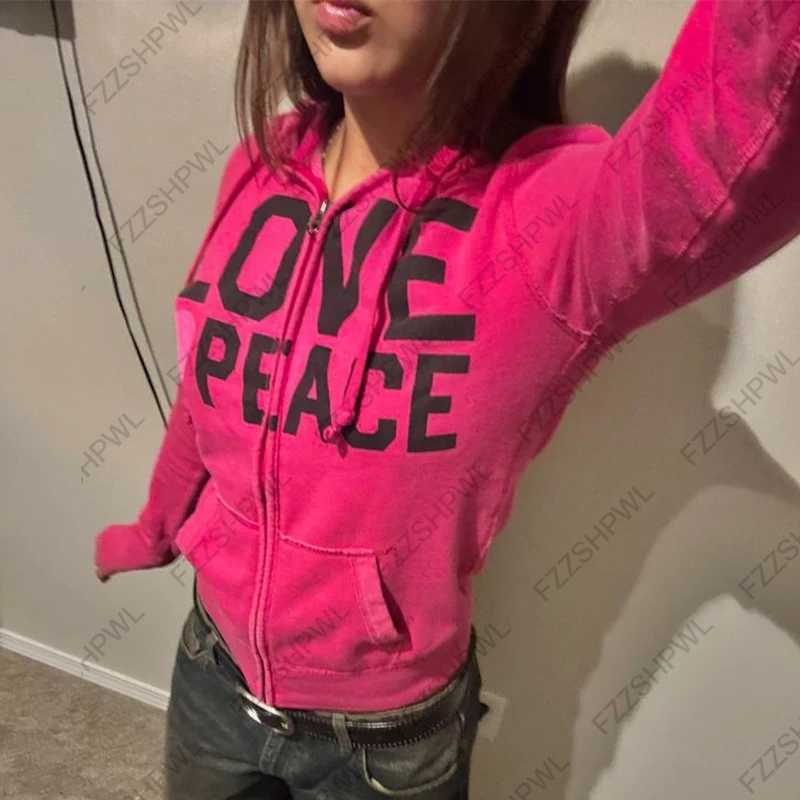 womens hooded top with unique letter print fashionable and stylish high-street Harajuku perfect for everyday casual wear T260923