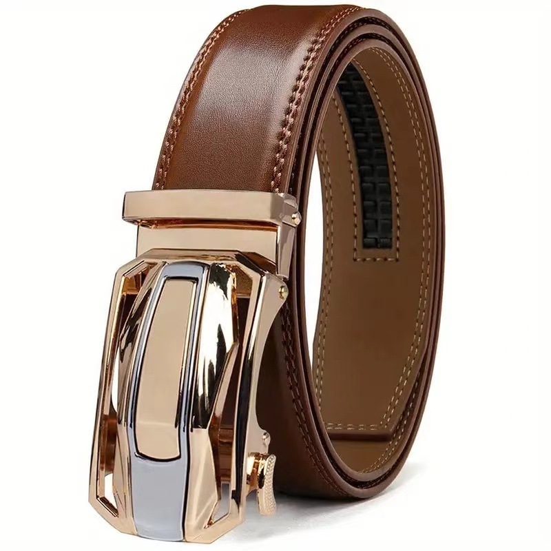 New Men's Genuine Leather Business Alloy Automatic Buckle European And American Foreign Trade Waist Casual Versatile Belt Miminail