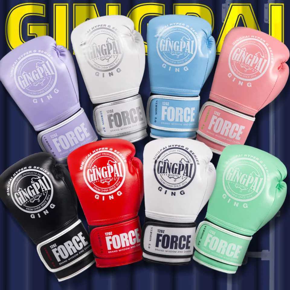 Protective Gear 6/8/10/12oz Boxing Gloves Professional Adult Sanda Muay Thai Fighting Gloves Men and Women Training Sandbag Free Fight MMA Pink Q260