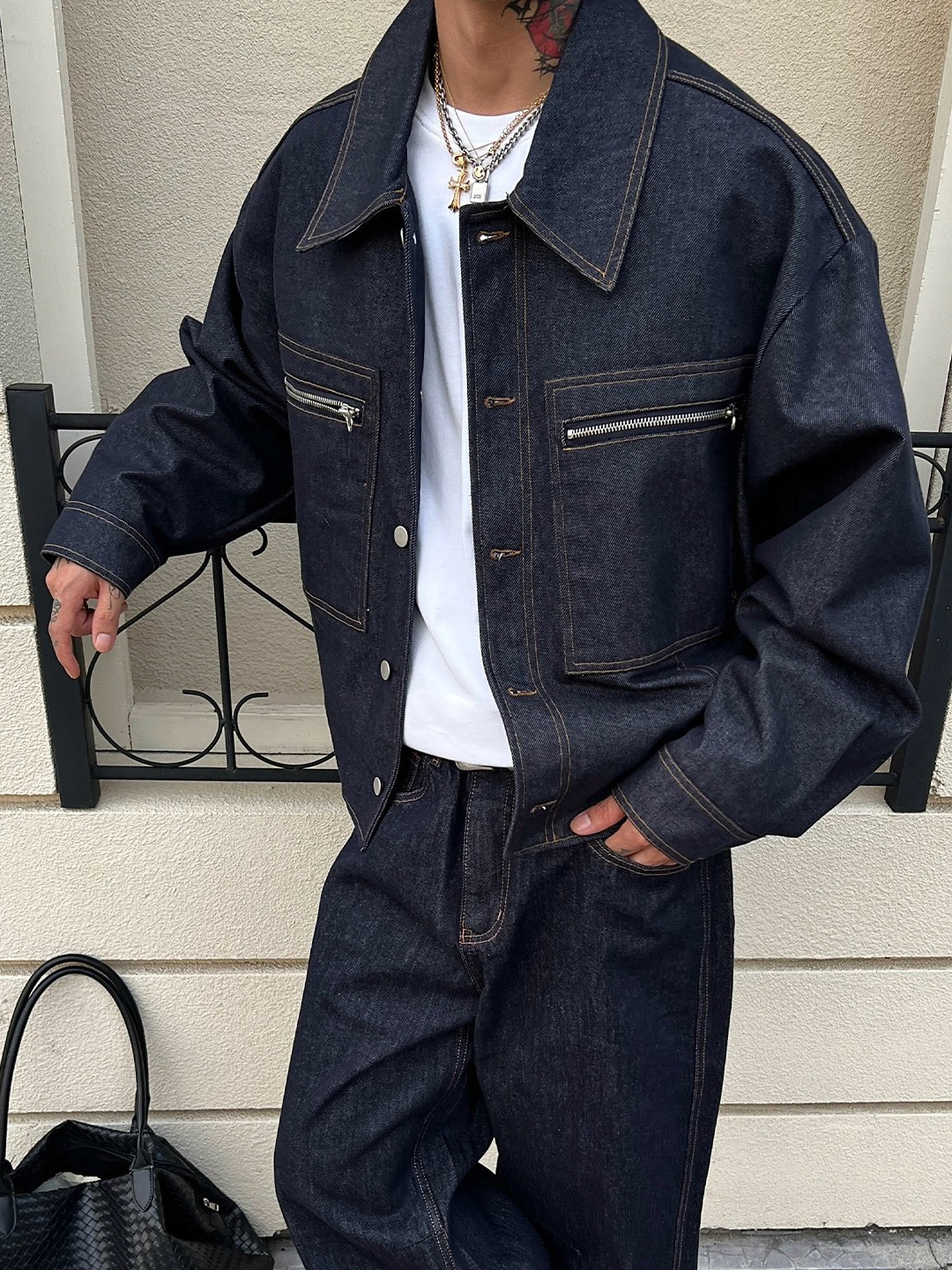 American-style high-street design denim work jacket for men, 2026 autumn collection, retro workwear outerwear, loose and stylish top