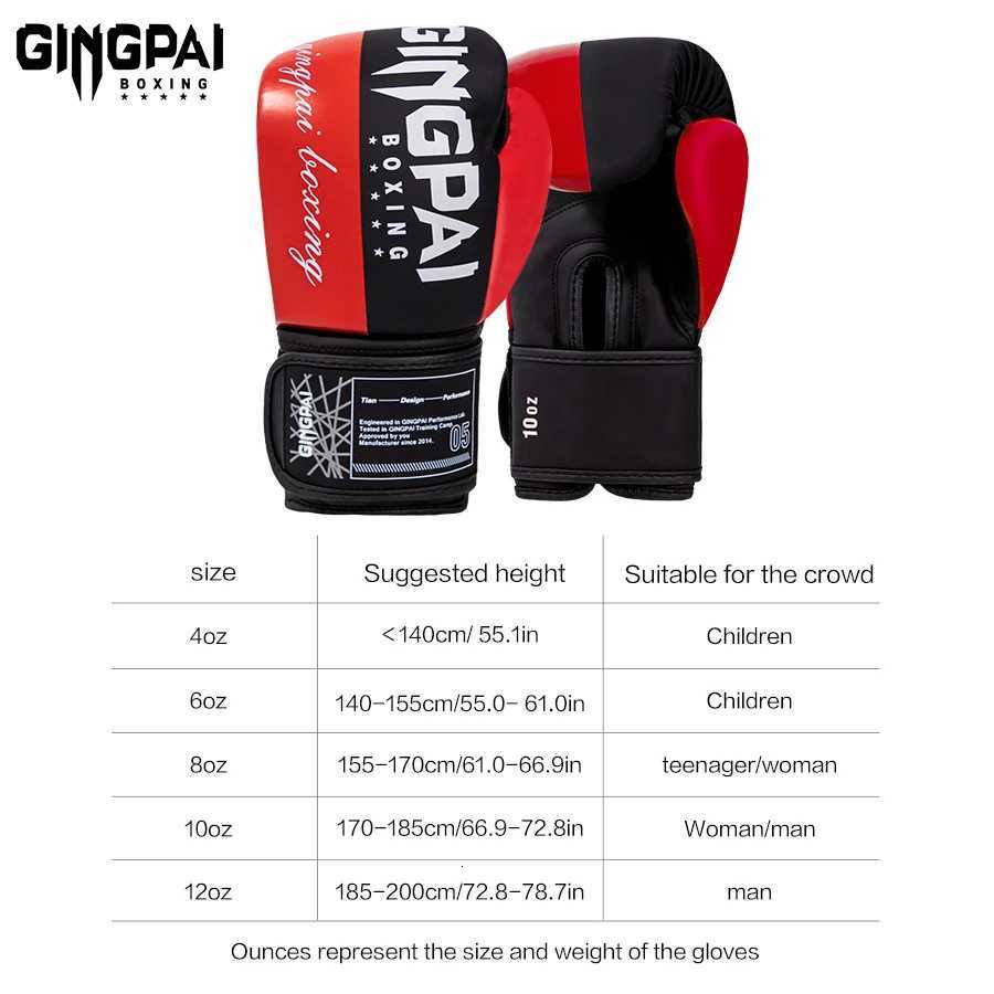 Gear GINGPAI 4-12oz Boxing Protective Gloves Professional Adult Sanda Muay Thai Fighting Gloves Men Women Kids Training Sandbag Free Fight MMA N2609