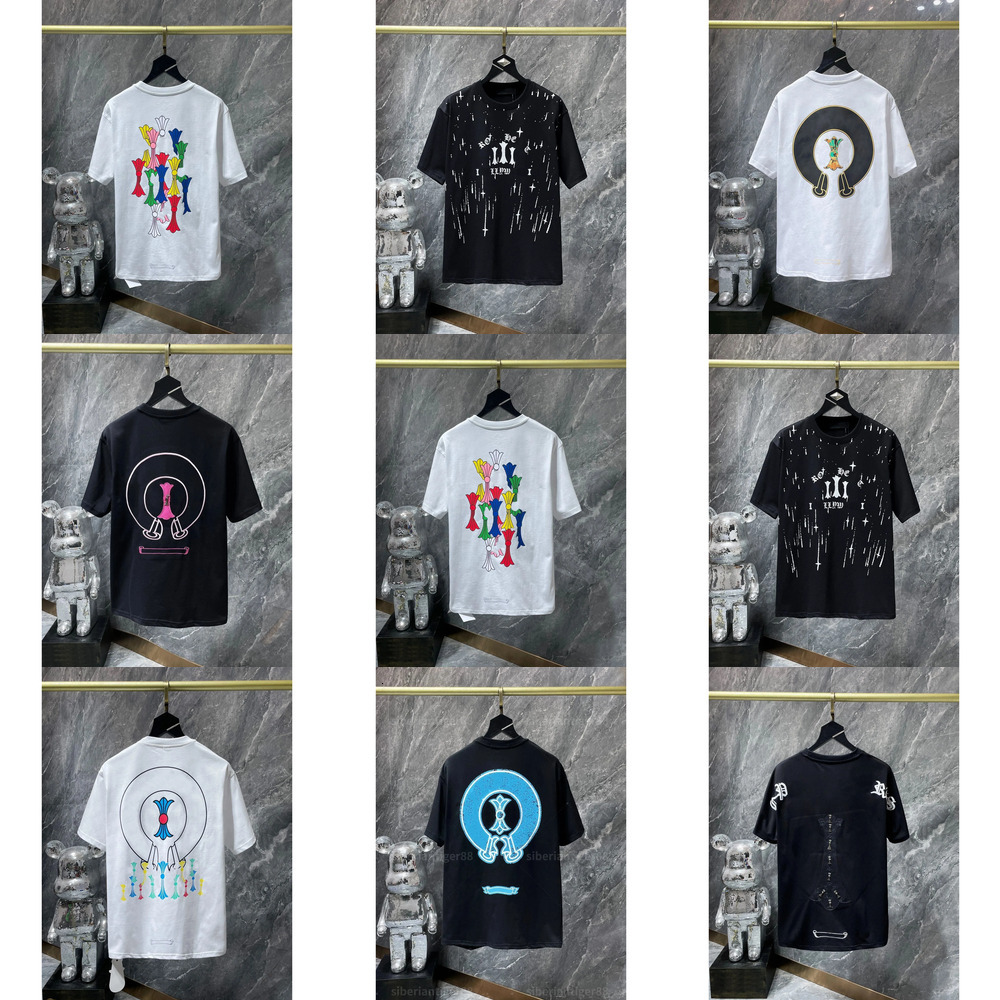 2026 chrome hoodie designer style men ch Tshirt high quality short sleeve fine workmanship vintage washed trendy street wear b71 aa
