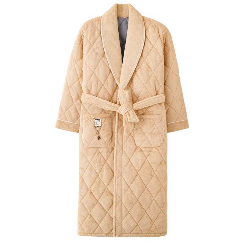 Lounge Donna Sleep Winter 3 Strati Giacca di flanella Accappatoio da uomo Accappatoio da bagno trapuntato Pigiama spesso lungo Spa Robe Coral Fleece