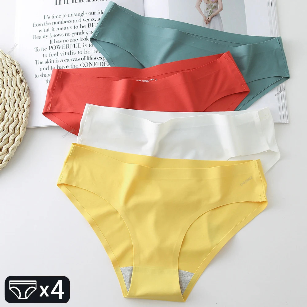 Ice Silk Seamless Panties 4PcsSet Women's Briefs Solid Color Elastic Underwear Female Ultra Thin No Trace Sexy Lingerie 260923
