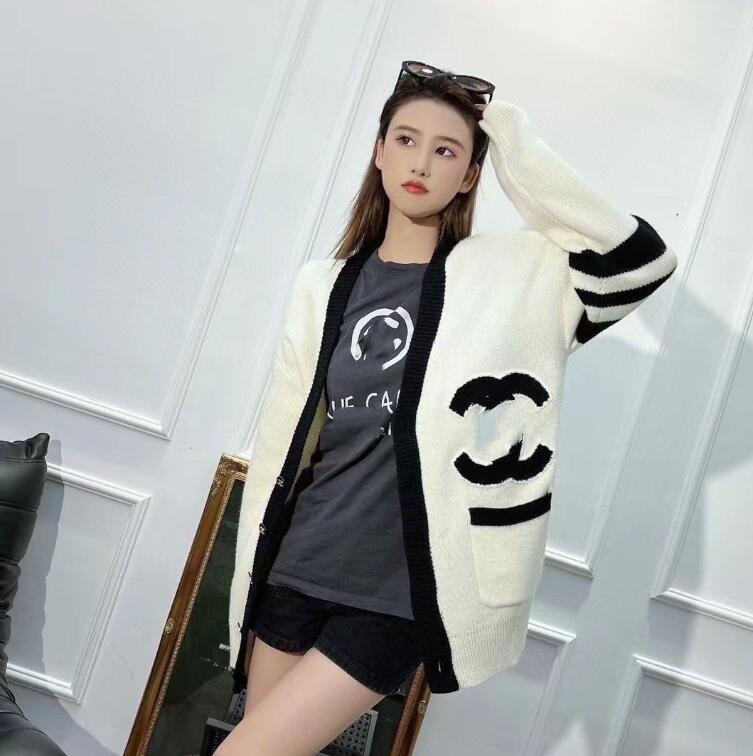 Designer Women Sweaters Casual Knitting Long Sleeve V-Neck Cardigans Fashion Elegant Single Breasted Ladies Sweater Free Ship